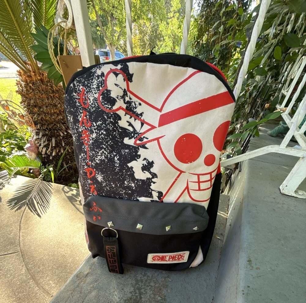 One Piece Luffy Backpack Anime Logo Hardware Black Red